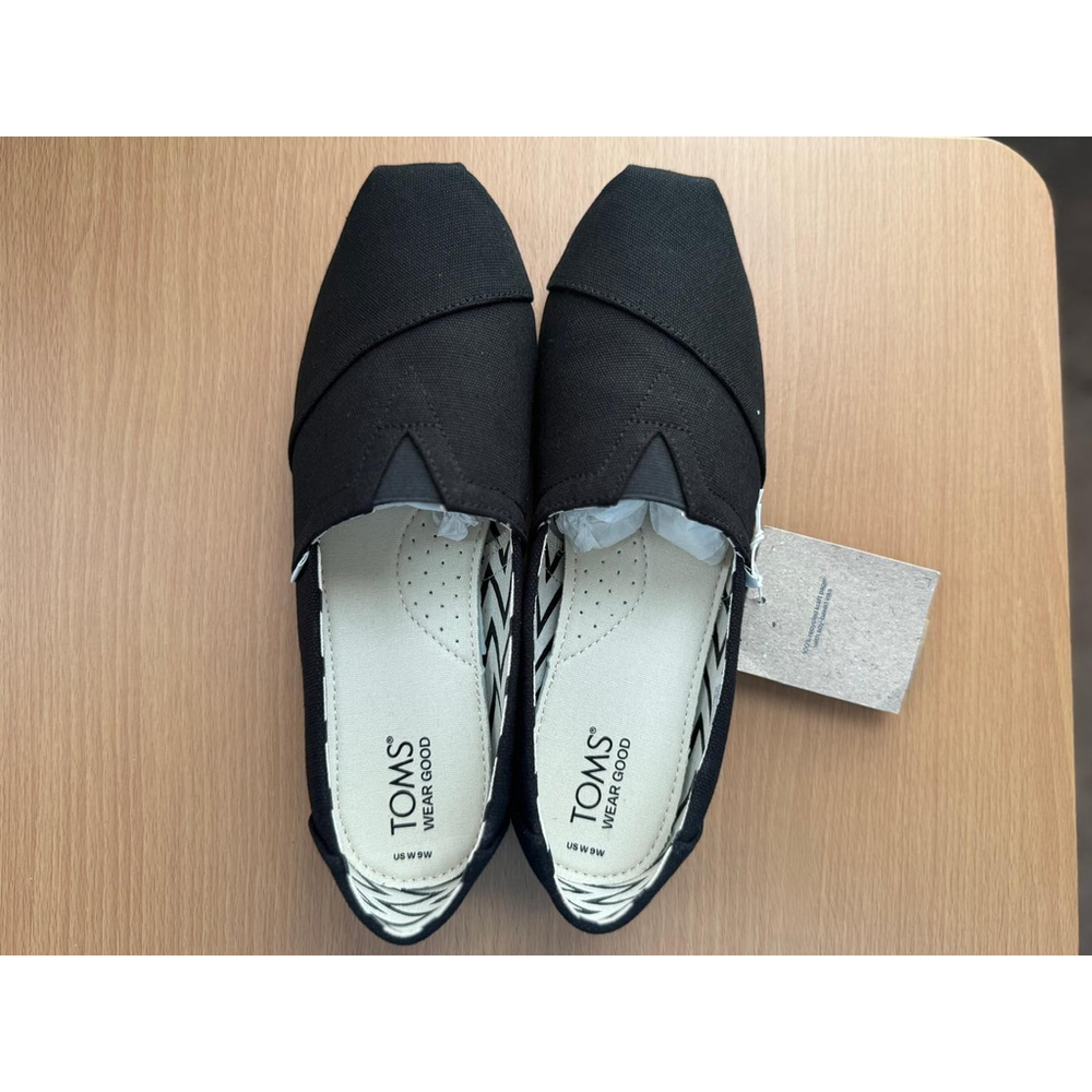 Toms Womens Alpargata Classic BLACK Canvas Slip-On Sneakers SZ 9 W - Picture 8 of 14